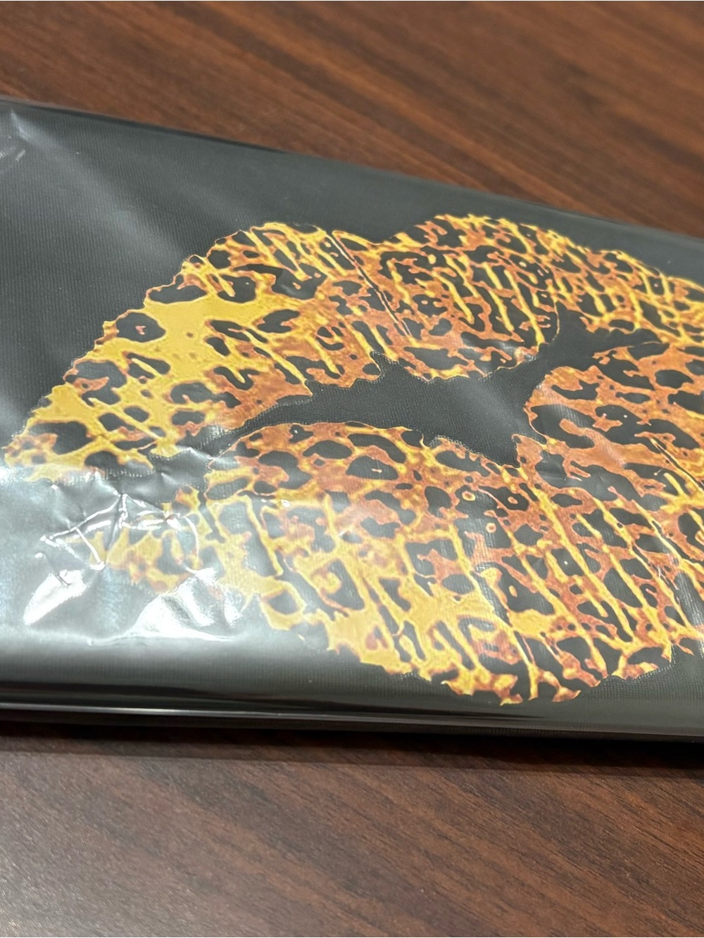 Kids Black Crop Tee with Gold Leopard Kiss Graphic - Picture 6 of 6